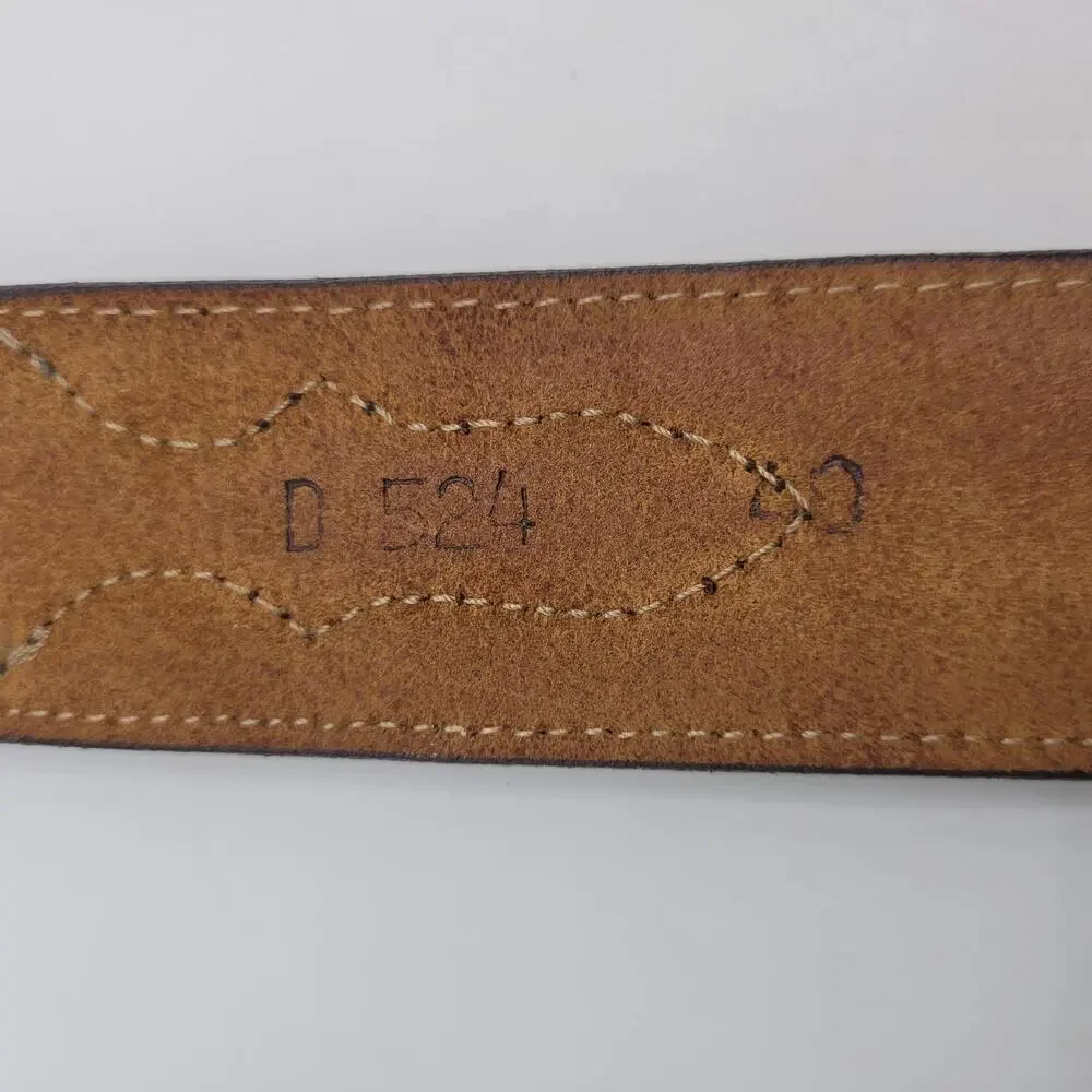 Brown Leather Belt Mens 40 Tooled Western Cowboy Rhinestone Buckle Bling Rodeo